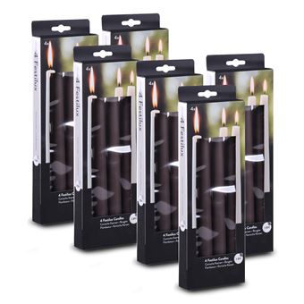 Lot de 48 bougies de table cylindrique, bougies de ménage dîner coloris taupe, bougie à combustion longue de 8 heures- JUANIO - - 1