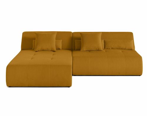 Non Communiqué Jaune Onyx - Canapé Modulable D'angle Réversible 4 Places - En Velours Côtelé