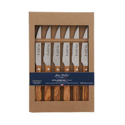 Coffret de 6 couteaux à steak bois d'olivier 21.00x2.00 cm - Image 2
