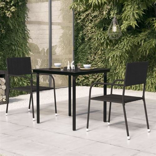 Vidaxl Noir Table À Dîner En Acier Et Verre - Image 2