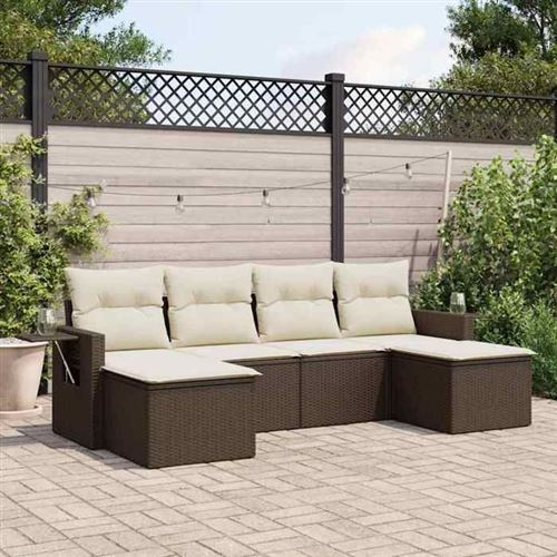 Vidaxl Marron Salon De Jardin 6 Pcs - Résine Tressée - Image 2