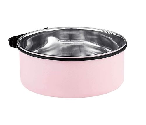 Gamelle de 850 ml à Suspendre Cage Chien - Rose