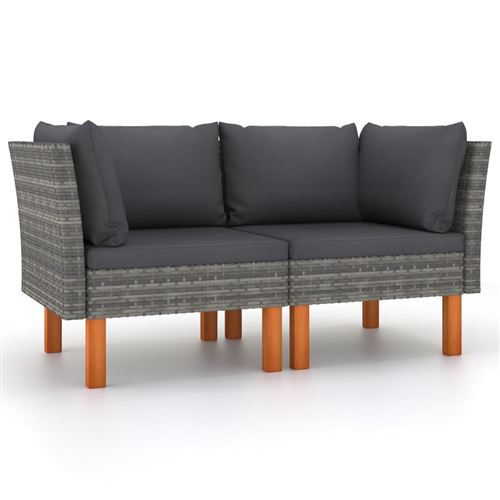 vidaXL Hoekbanken 2 st poly rattan en massief eucalyptushout315758