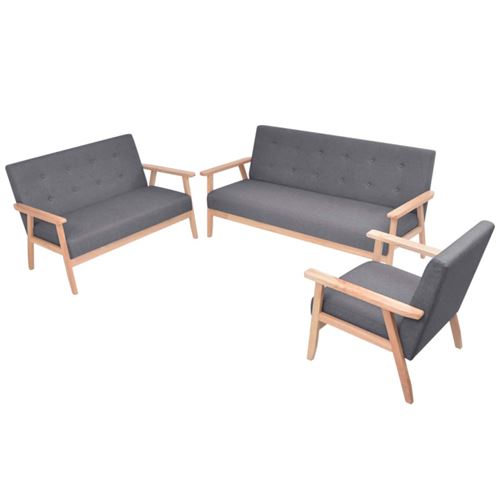 Non Communiqué Gris Ensemble De Canapés 3 Pcs Tissu Foncé