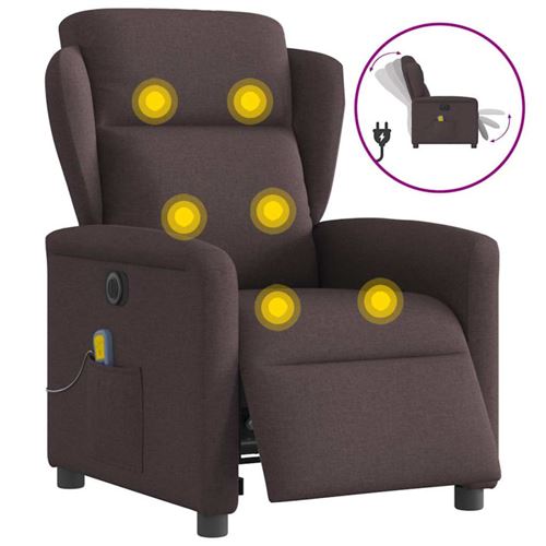 Non Communiqué Marron Fauteuil De Massage Inclinable Électrique Foncé Tissu