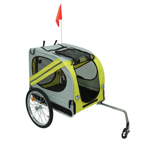 Meilleurs prix pour Remorque Vélo B.LIVEM® pour Chien Pliable avec Drapeau, Charge Max.40KG Jaune 137*73*90cm