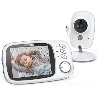 BOIFUN 3.2”Babyphone Camera, Camera Bebe 720P, Vision Nocturne, Communication Bidirectionnelle, Capteur de Température, Berceuses, VOX