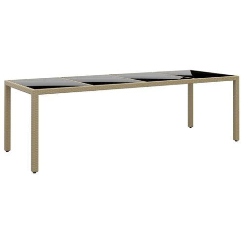 Non Communiqué Beige Table De Jardin Avec Dessus En Verre Résine Tressée