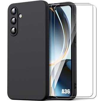 Coque Silicone pour Samsung Galaxy A36 5G, Protection Ultra Slim Anti-Rayures Noir + 2 Verres Trempés - BOOLING - 1