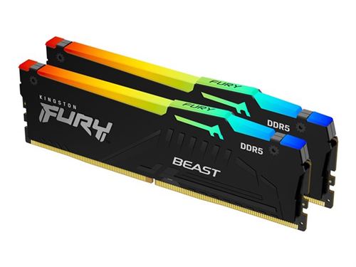 Kingston FURY Beast RGB - DDR5 - pakket - 16 GB: 2 x 8 GB - DIMM 288-PIN - 6000 MHz / PC5-48000 - CL30 - 1.4 V - niet-gebufferd - on-die ECC - zwart