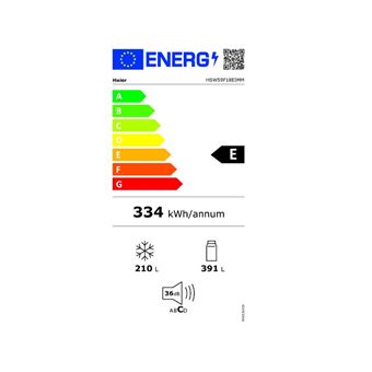 Réfrigérateur américain 90.5cm 601l ventilé platinium Haier HSW59F18EIMM