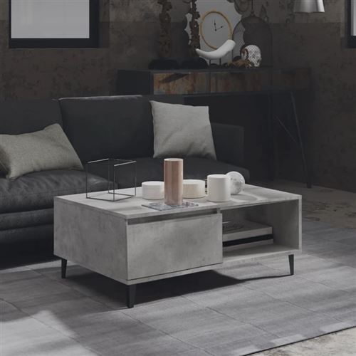 Table basse gris béton 90x60x35 cm bois d ingénierie