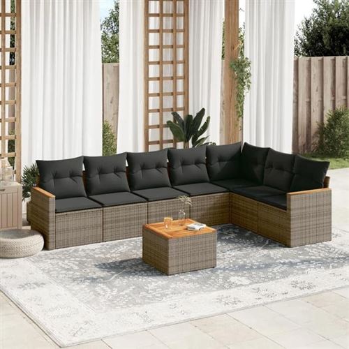 Non Communiqué Gris Vidaxl Salon De Jardin Avec Coussins 8 Pcs, Canapés De Terrasse, Ensemble De Meubles De Patio, Mobilier D'extérieur, 3258441