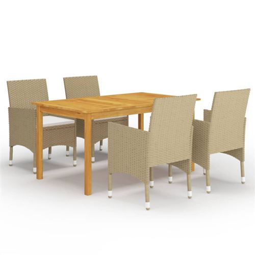 Vidaxl Beige Ensemble À Manger De Jardin 5 Pcs - Image 2