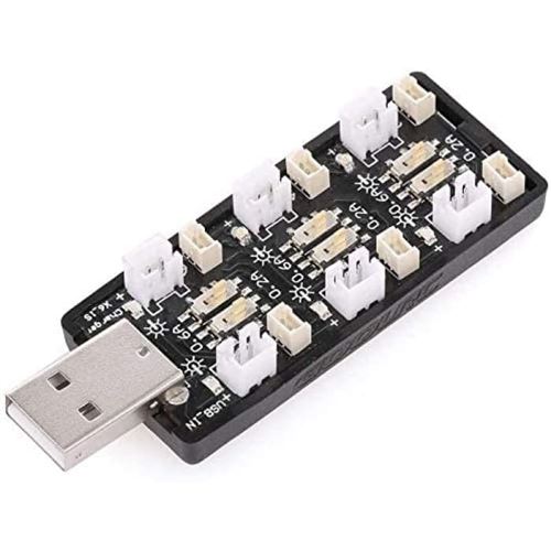 Chargeur LiPo 1S USB Multifonctionnel 6 Canaux Indépendants, Compatible avec Drones et Hélicoptères RC, Connecteurs Micro JST 1.25 et JST-PH 2.0, Noir