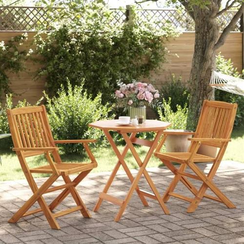 Non Communiqué Marron Bois Massif Vidaxl 3 Pieces 2 Personnes Bois Salon De Jardin