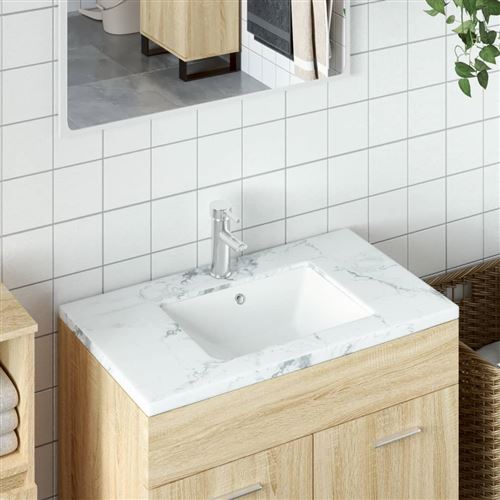 VidaXL Évier salle de bain blanc rectangulaire céramique
