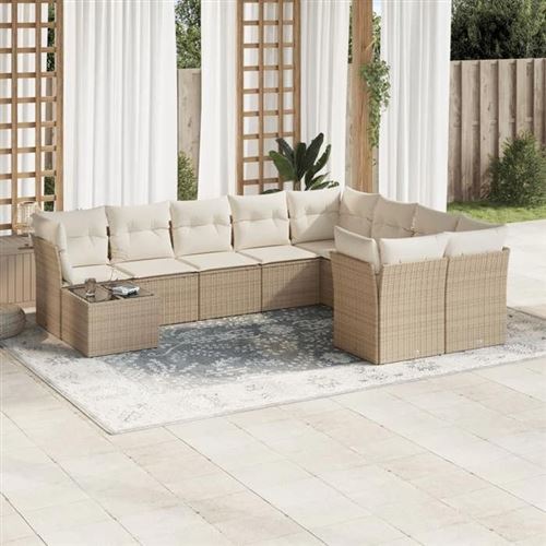 Non Communiqué Beige Vidaxl Salon De Jardin Modulable - Lot De 10 Pièces - Rotin - 9 Personnes