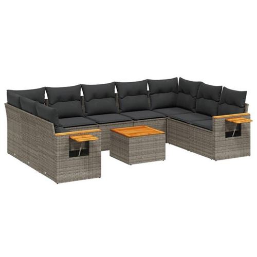 Non Communiqué Gris Salon De Jardin Modulable Vidaxl Resine Tressee 10 Pieces 9 Personnes