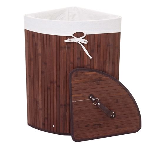 Panier à linge d'angle MENDLER HWC-C21 bambou 61x48x35cm 50l brun