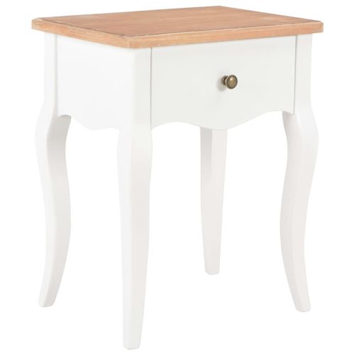 vidaXL Table de chevet Blanc et marron 40x30x50 cm Bois de pin massif
