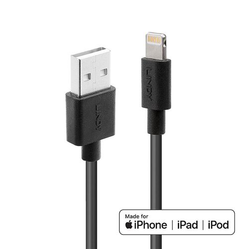 Lindy - Câble Lightning - Lightning mâle pour USB mâle - 2 m - noir - sans halogène - pour Apple iPad/iPhone/iPod (Lightning)