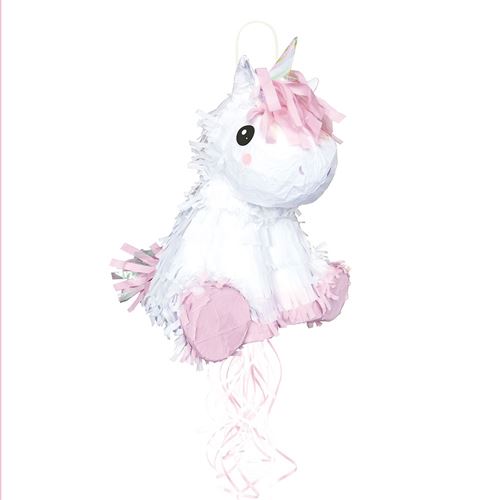piñata à tirer baby licorne assise 50cm blanc - 40119055