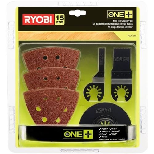 Ryobi - Kit D'Accessoires Multitool pour Le Travail Du Bois - 15 Pieces - Rak15Mt