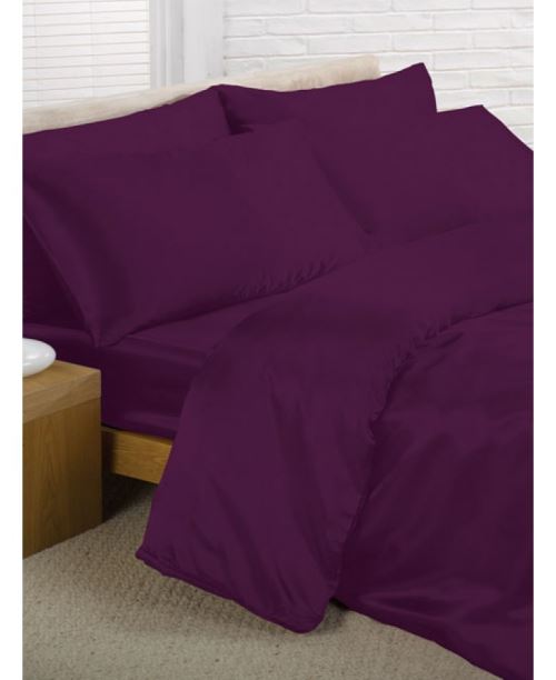 violet satin double housse de couette, drap housse et 4 taies d'oreiller Ensemble de literie