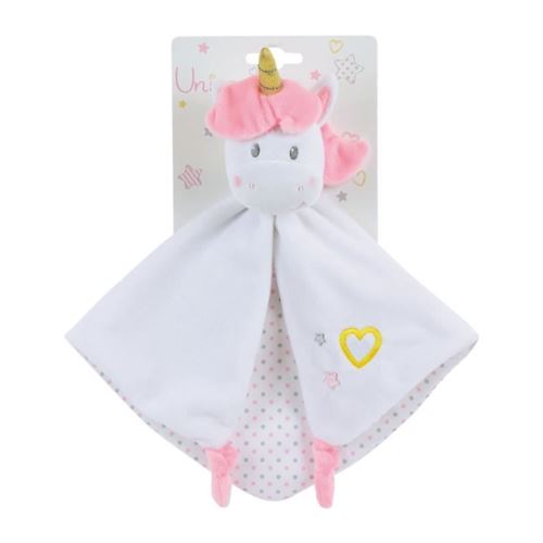 Jemini 023683 Licorne Doudou +/-32 cm avec hochet, Blanc Rose