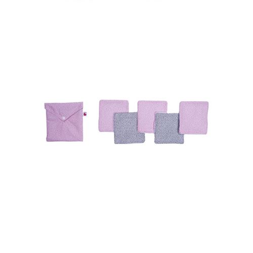 Lingettes lavables & pochette assortie rose/gris/blanc