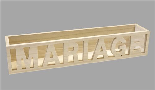Lot de 4 Contenants MARIAGE rectangle en bois - 35cm
