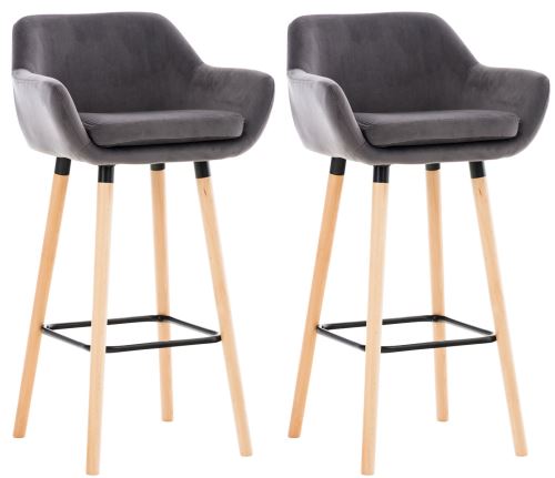 Non Communiqué Gris Clp Lot De 2 Tabourets De Bar Grant En Velours