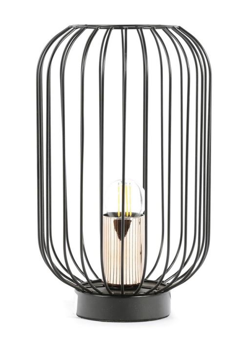 HOMEMANIA Lampe de Bureau Baltazar - Industriel - pour bureau, bureau, table de chevet - Noir en Métal, Plastique, 19 x 19 x 28 cm, 1 x E27, Max 25W