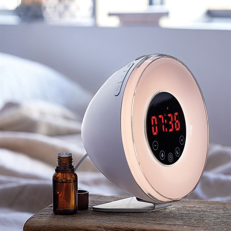 Réveil Simulateur D'Aube Connecté ELESION – Lumière LED RGB, Contrôle Vocale Alexa/Google – 17 Sons Nature