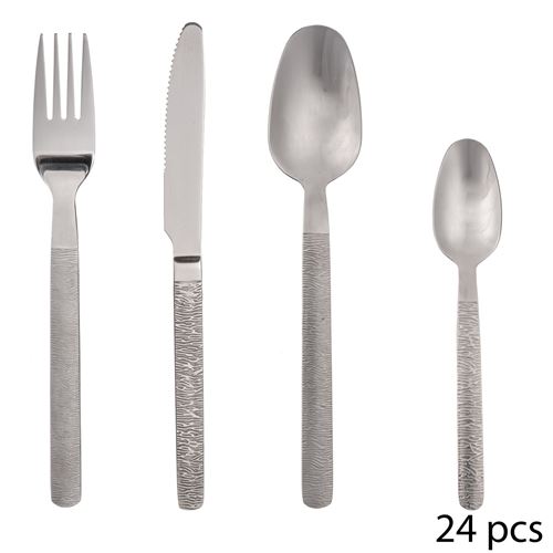 Ménagère inox effet mat Jungle - 24 Pièces - Argent