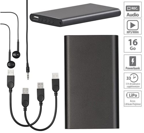 Enregistreur vocal numérique 16 Go et Batterie d'appoint 6500 mAh