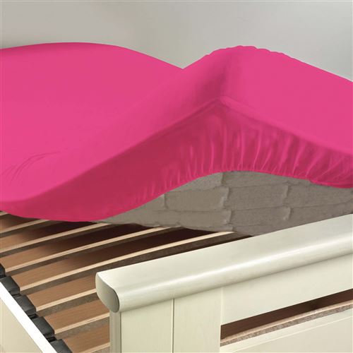 Drap housse 2 personnes 140 x 190 cm uni 57 fils lina Bois de rose