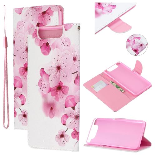 Etui en PU impression de modèle fleur de prunier pour votre Samsung Galaxy A80/A90