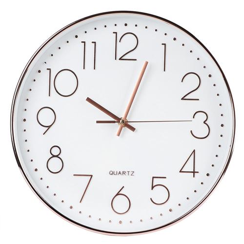 Mur de quartz muet simple grande montre pendaison horloge bureau à domicile décoration chambre (or rose)
