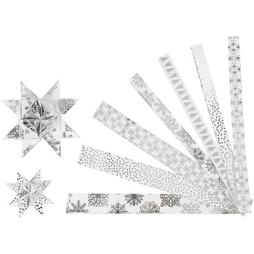 Vivi Gade bandes d'étoiles papier 44/78 cm blanc/argent 48 pièces