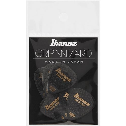 Ibanez PPA14MSGBK - 6 médiators Grip Wizard série Sand Grip noir - medium - 0,8mm