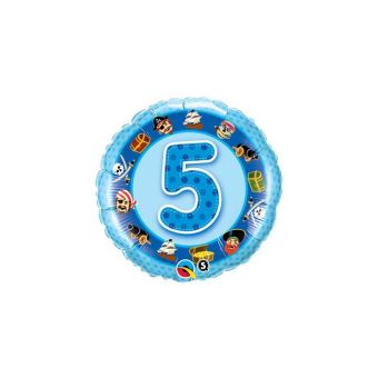 Ballon Aluminium Bleu Chiffre 5 Pirates 45cm 18 Qualatex© - Bleu - 1