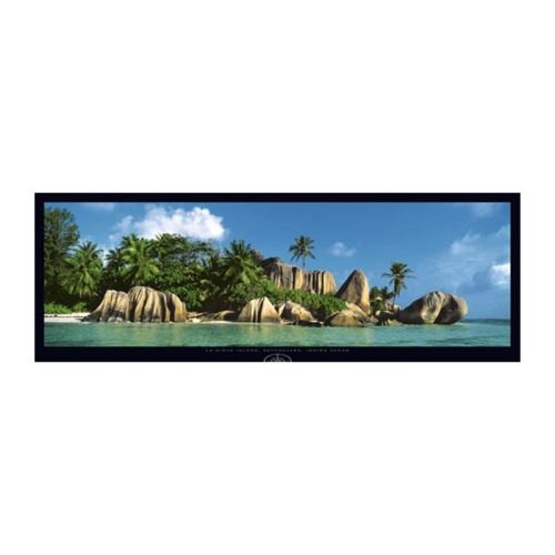 affiche papier - la digue island, seychelles - hanel - 33x95 cm