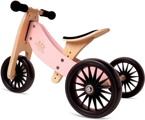 Kinderfeets 2 en 1 draisienne et tricycle en bois Tiny Tot Plus - Rose