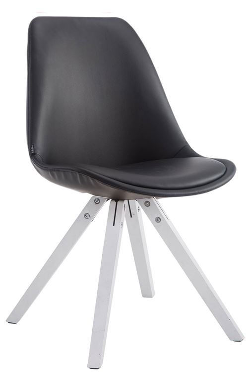Chaise de salle à manger Laval pieds carrés en bois de chêne Blanc - Siège Noir