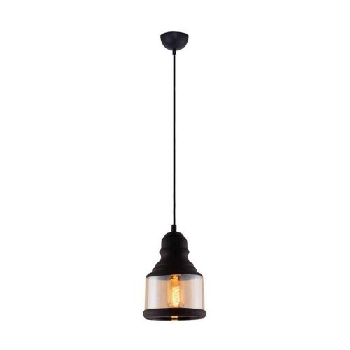 HOMEMANIA Lampe à Suspension Bray Chandelier - de Plafond - Noir en Verre, Métal, 15 x 15 x 120 cm, 1 x E27, 40W