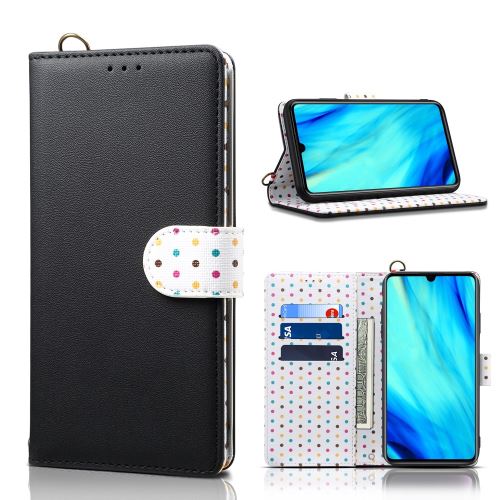 Etui en PU points de style rétro vintage avec sangle noir pour votre Huawei P30