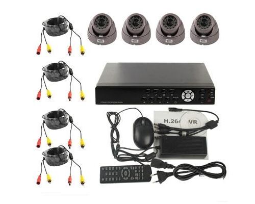 Yonis Noir Kit Vidéo Surveillance 4 Caméras 1 3 Sharp Ccd 420 Tvl + Enregistreur Numérique