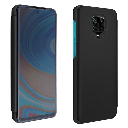 Housse pour Xiaomi Redmi Note 9S/Note 9 Pro/9 Pro Max Clapet Translucide Support Noir